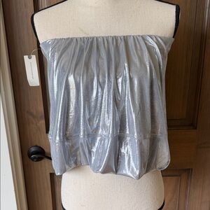 Metallic Silver Strapless Tube Top - Brand: Anthropologie